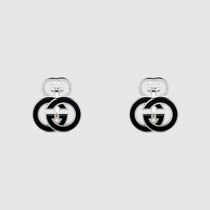 Gucci Interlocking enamel cufflinks in 925 sterling silver | GUCCI® US