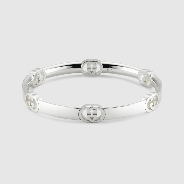 アクセサリー GUCCI Logo Black Patent Silver Bangle 817025_J8400_8106_001_100_0016