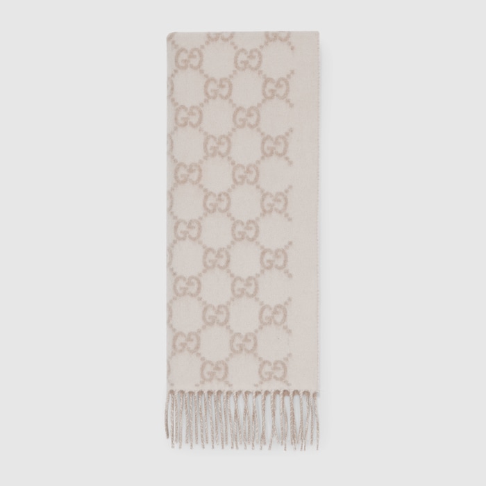 箱・紙袋付き】GUCCI ホワイト バタフライパターン ストール 箱・紙袋