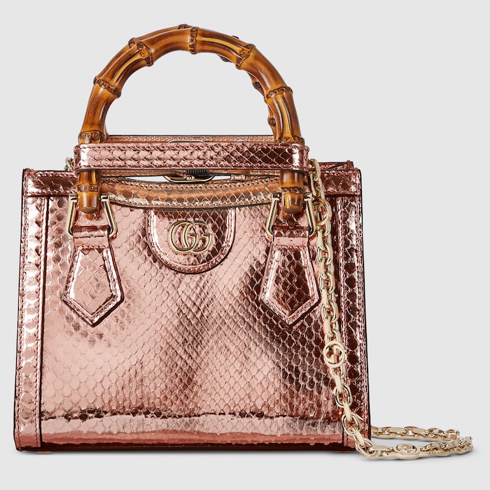 Gucci Diana python small tote bag in bronze-toned | GUCCI® US
