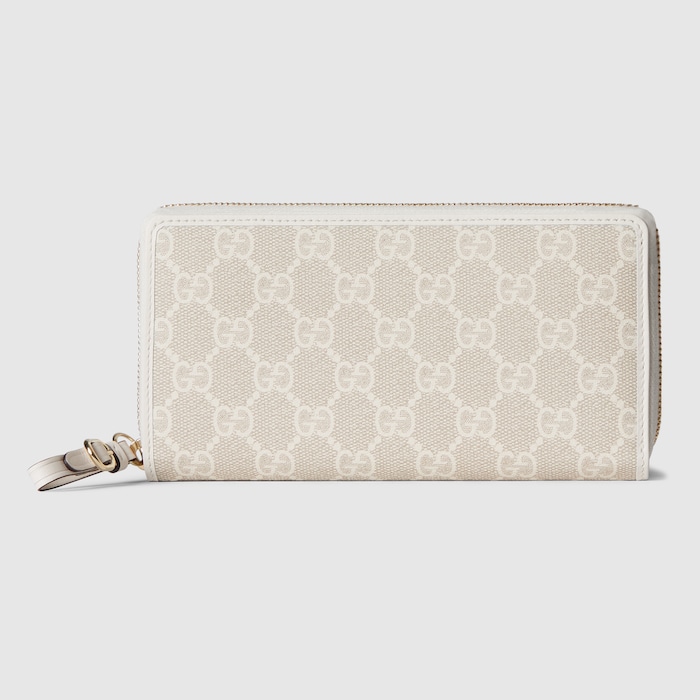 GGエンブレム〕ジップアラウンドウォレット ・ベージュ＆ホワイト