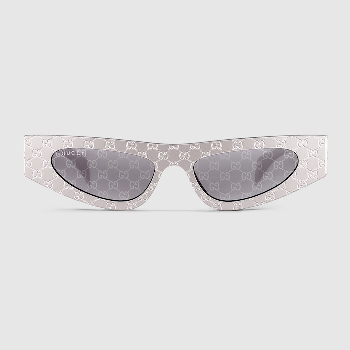Cat-eye frame sunglasses in silver | GUCCI® US