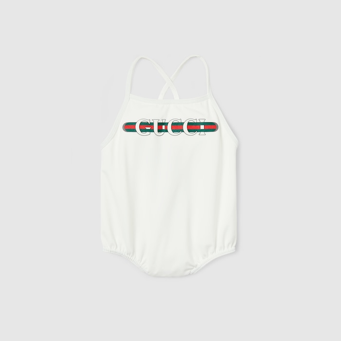 水着・水泳用品 Gucci children 4y Baby printed lycra swimsuit in white | GUCCI® UK