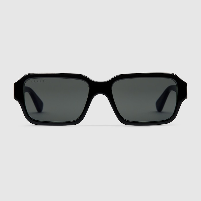 サングラス GUCCI SUN GLASS (769796J1691 1012) Rectangular-frame sunglases in black injection | GUCCI® US