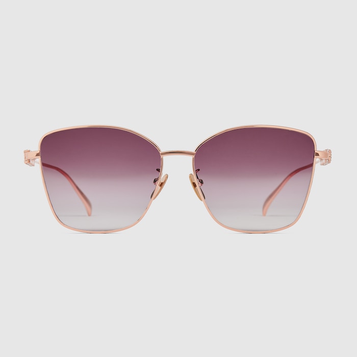 GUCCI sunglasses archive ラブリーハート バタフライ ③ Low nose bridge fit butterfly sunglasses in rose gold-toned