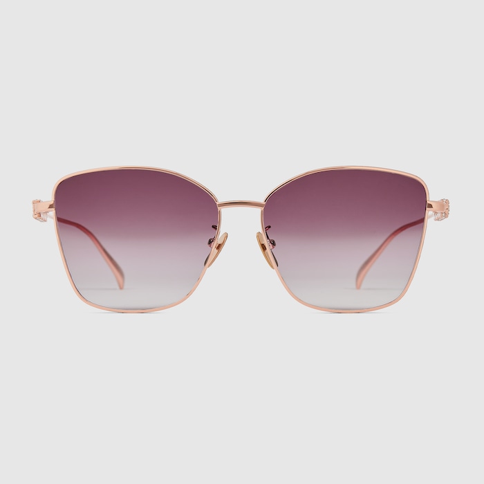 Specialized fit butterfly sunglasses in rose gold-toned | GUCCI® US