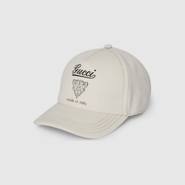 Printed cotton canvas baseball hat in white | GUCCI® US