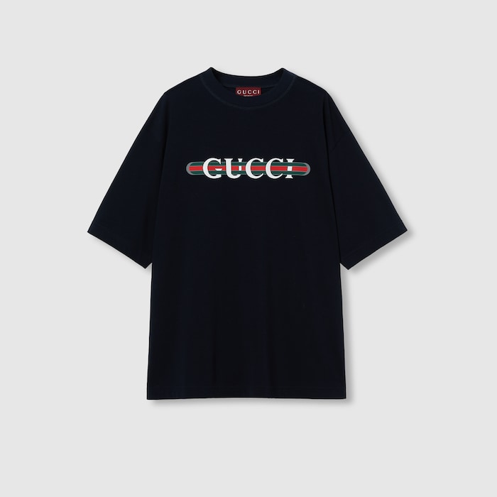 新品！GUCCI トイプードル Tシャツ 黒　150センチ GUCCI インターシャ シルクコットン Tシャツ ・ネイビー | GUCCI公式
