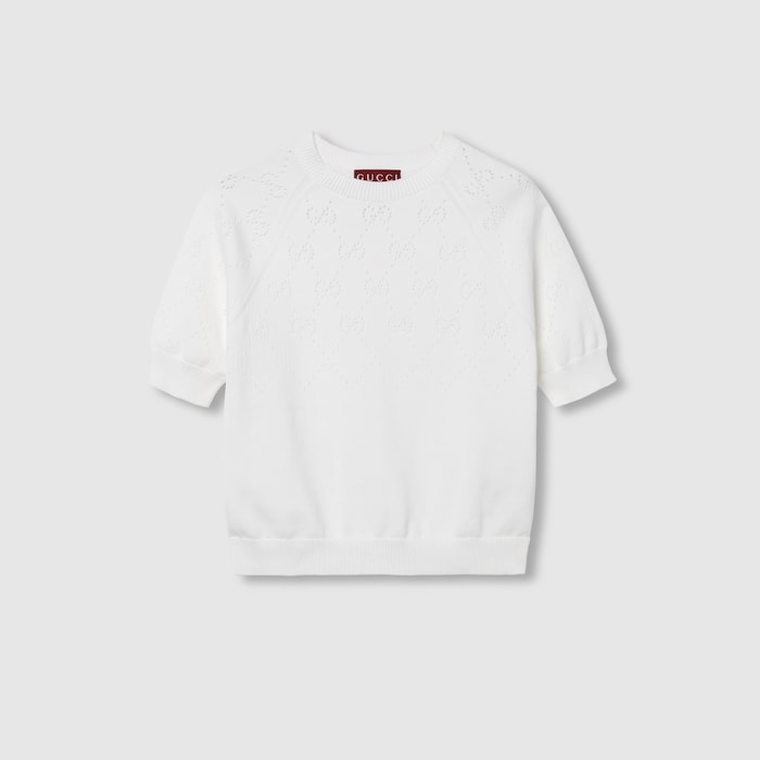 GG cotton crewneck top in white | GUCCI® US