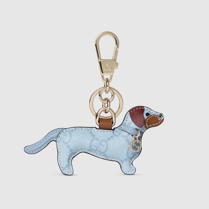 Dog-shaped bag charm in light blue GG Supreme | GUCCI® US