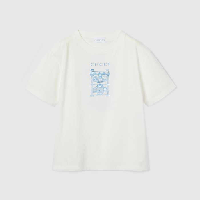 GUCCI キッズ ボタニカル　アジアン　Tシャツ　5 90〜100 ライン Children's printed cotton T-shirt in fuchsia | GUCCI® US