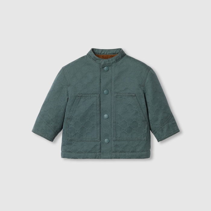 Baby GG cotton jacket in green and grey | GUCCI® US