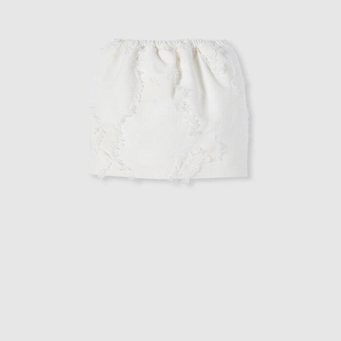 Wool blend fil coupé mini skirt in off white | GUCCI® CA