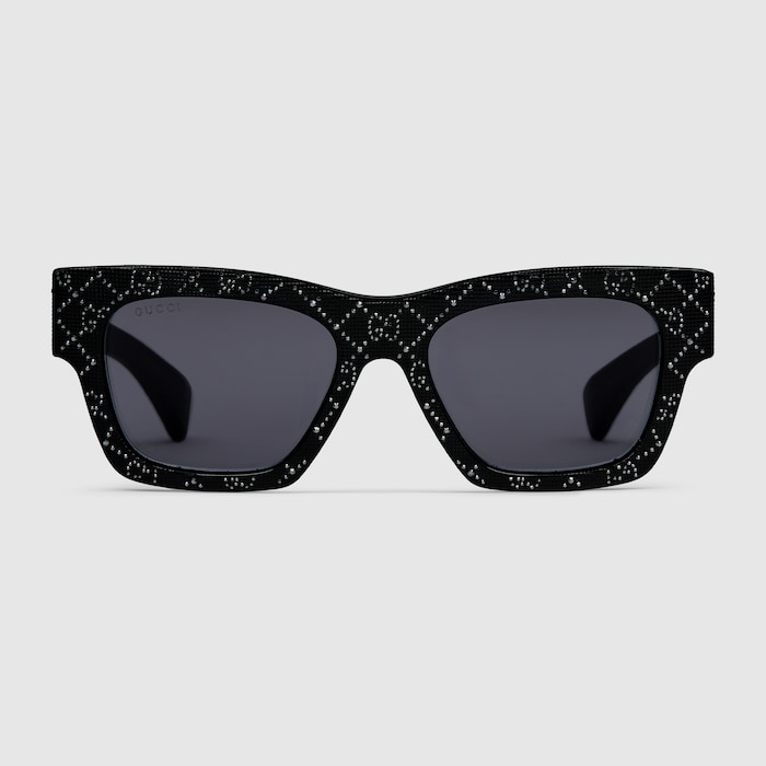 Rectangular frame sunglasses in black | GUCCI® US