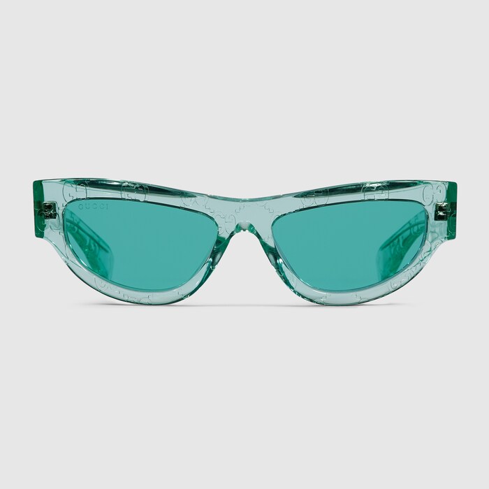 Cat eye sunglasses in turquoise | GUCCI® US display picture 3