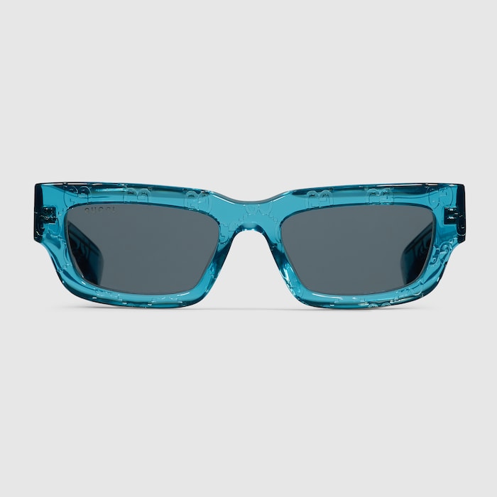 Rectangular frame sunglasses in light blue | GUCCI® US
