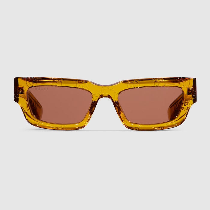 Rectangular frame sunglasses in yellow | GUCCI® US