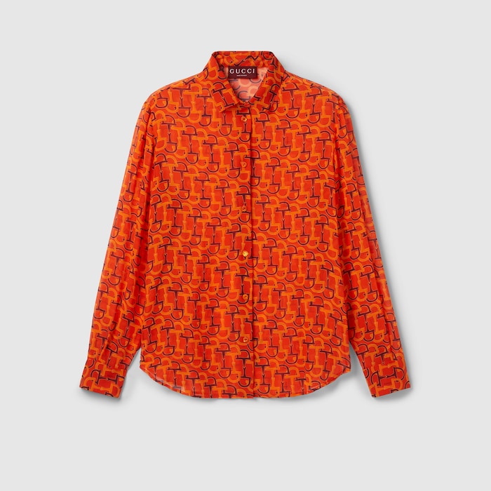 Tシャツ・カットソー GUCCI Orange Satin Shirt 796395_XJG7W_7548_001_100_0000
