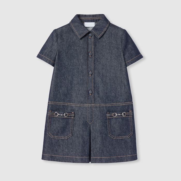 最終値下げgucci kids フリル　ティアード　デニム　ドレス 24m 827449_XDDCP_4100_001_100_0000