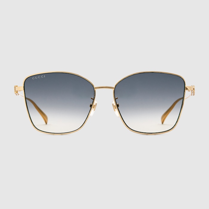 Specialized fit butterfly sunglasses in yellow gold-toned | GUCCI® US