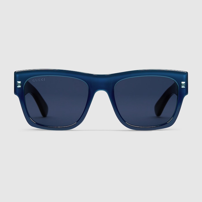 GUCCI サングラス ブルーフレーム Rectangular frame sunglasses in light blue | GUCCI® US