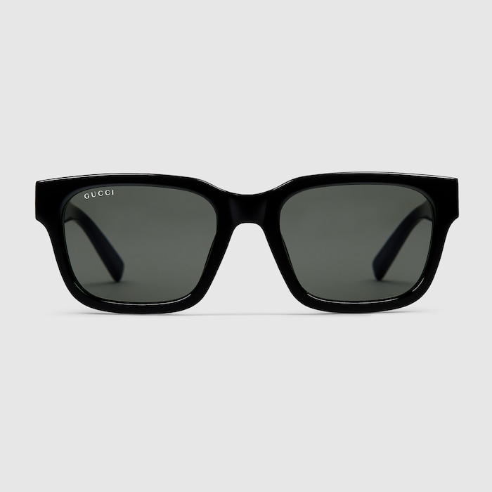 Low nose bridge fit rectangular sunglasses in black | GUCCI® SG