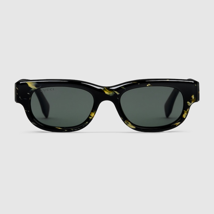 Rectangular frame sunglasses in black | GUCCI® CA