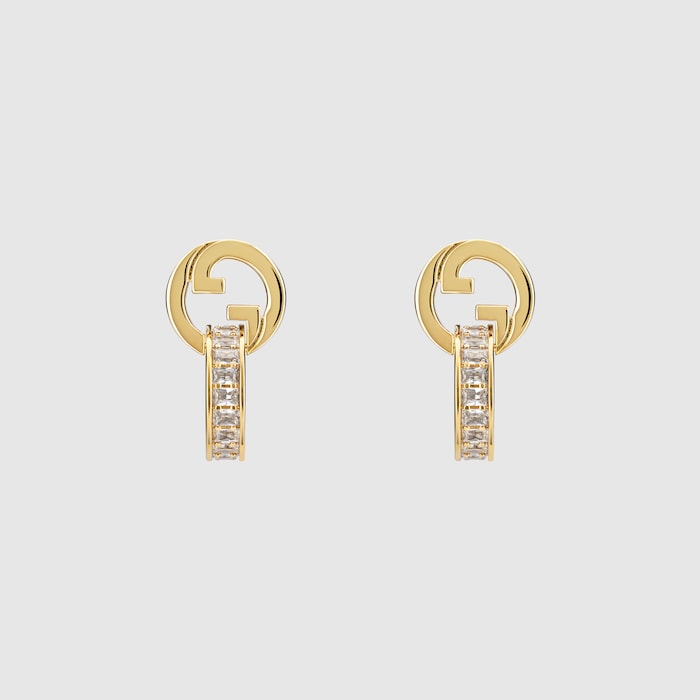 ピアス GUCCI FW25 Gucci Blondie Earrings (837271 JAAHV 8062) Gucci Blondie intertwined crystal earrings in light gold