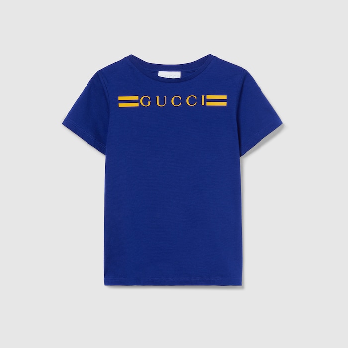 Children's cotton T-shirt with print in blue | GUCCI® US