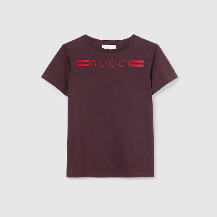 Children's cotton T-shirt with print in dark purple | GUCCI® NL