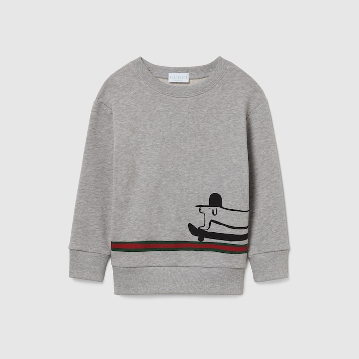 Children's cotton sweatshirt with print in light grey