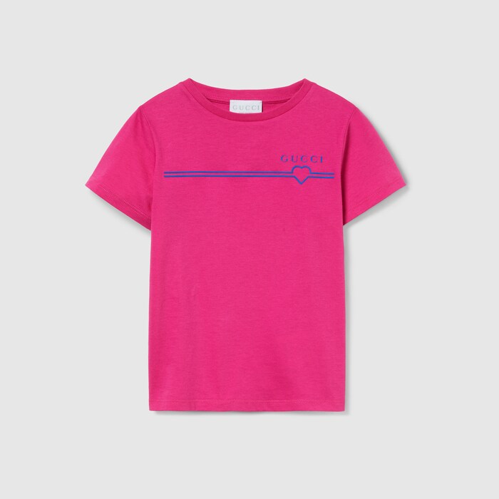 チルドレンズ〕プリント コットン Tシャツ ・フューシャピンク | GUCCI公式