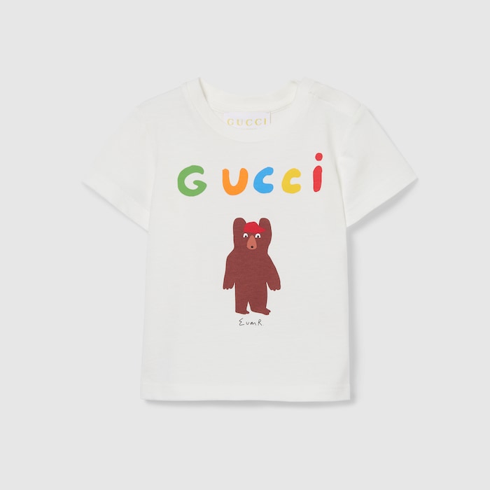 GUCCI キッズTシャツ　GUCCIベビー　GUCCIトップス Baby logo cotton T-shirt in blue - Gucci Kids | Mytheresa