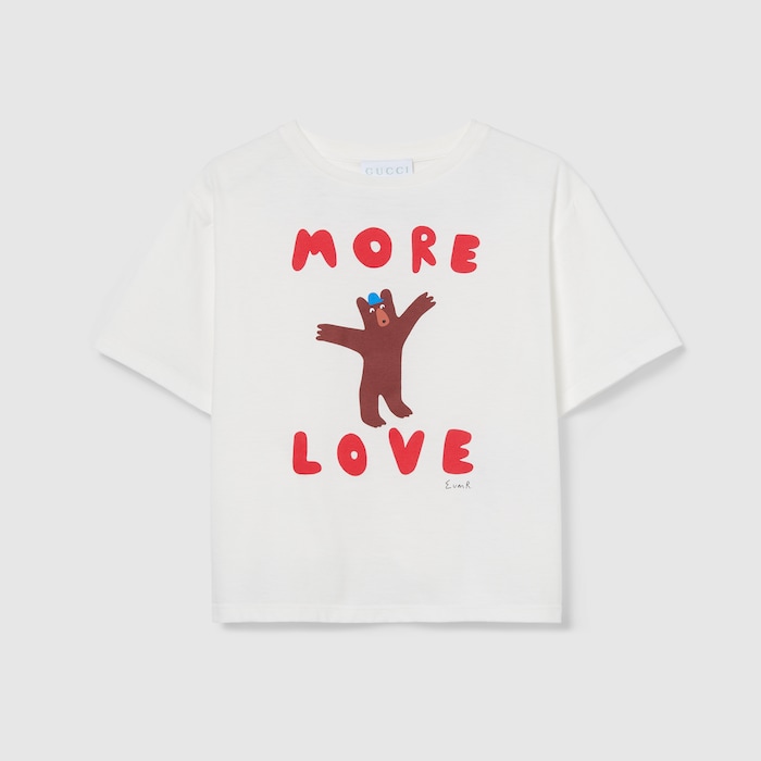 Children's cotton T-shirt with print in white | GUCCI® CA