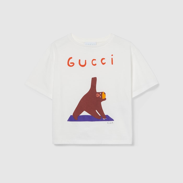 Children's cotton T-shirt with print in white | GUCCI® US