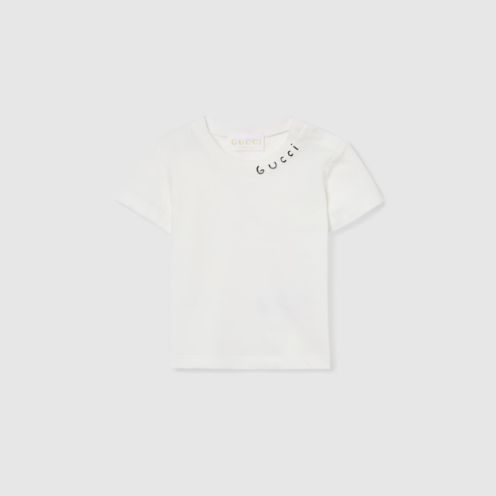 Baby printed cotton T-shirt in white | GUCCI® US