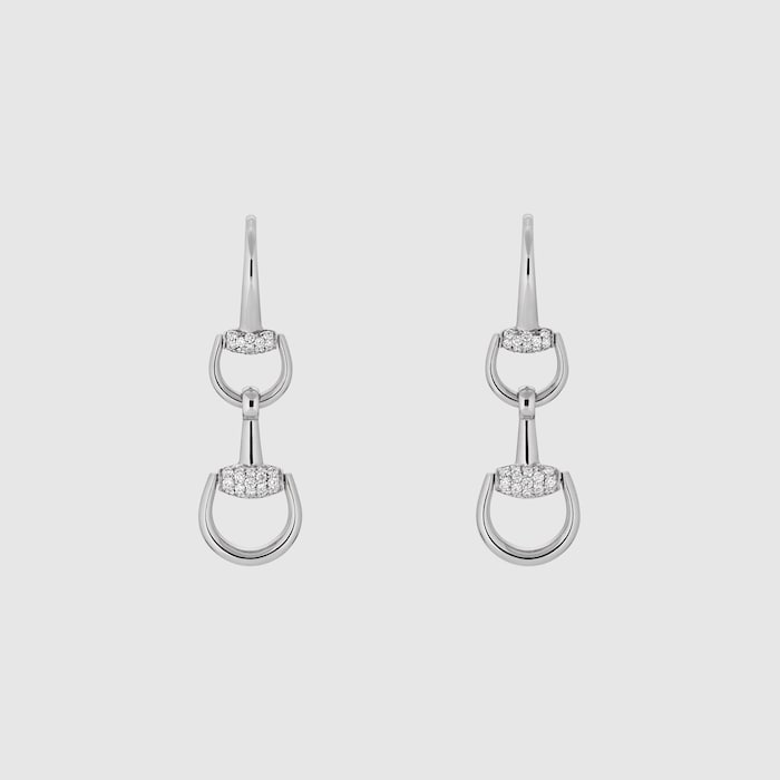 Gucci グッチ ダイヤモンドピアス ホースビット〕18K ダイヤモンド ドロップピアス ・18K ホワイト