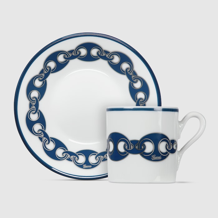 Gucci Marina coffee cup and saucer, set of two in off white and