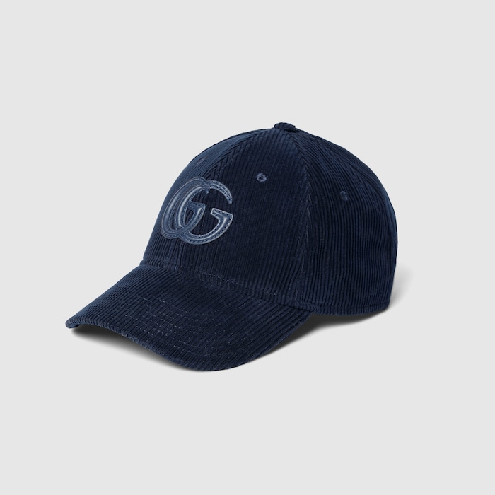 Velvet baseball hat with embroidery in dark blue | GUCCI® US