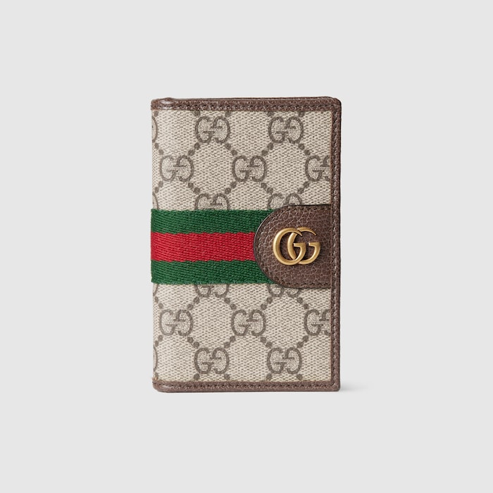 Ophidia long card case in beige and dark brown fabric | GUCCI® US