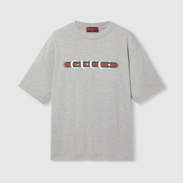 GUCCI ダークグレー Tシャツ （サイズS） Printed cotton jersey T-shirt in grey | GUCCI® US