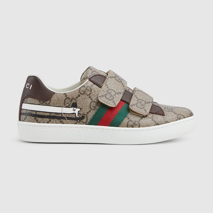 Aromaページ GUCCIスニーカー　36(23cm)ブラウン/グリーン Children's Ace sneaker in beige and brown GG Supreme | GUCCI® US