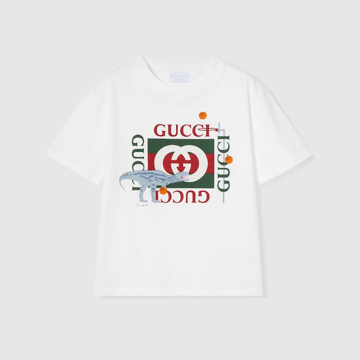 チルドレンズ〕プリント コットン Tシャツ ・ホワイト | GUCCI公式