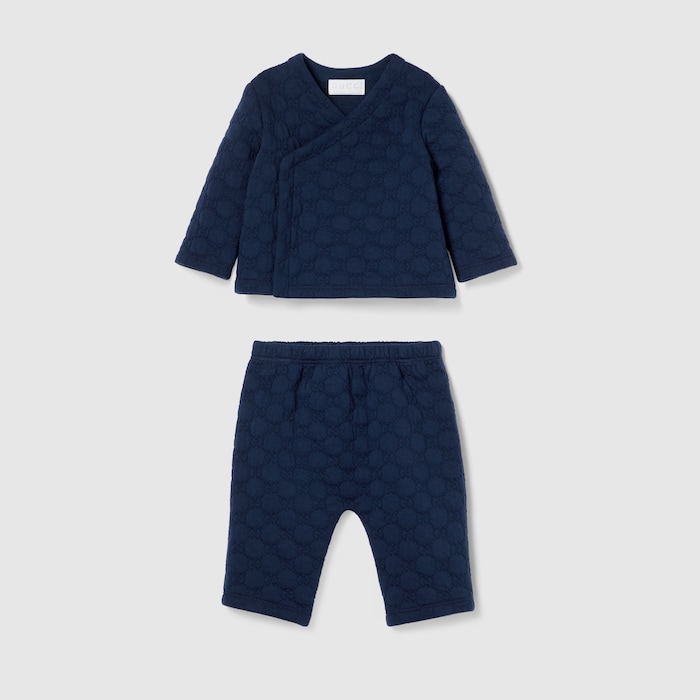 Baby padded GG jersey gift set in dark blue | GUCCI® US