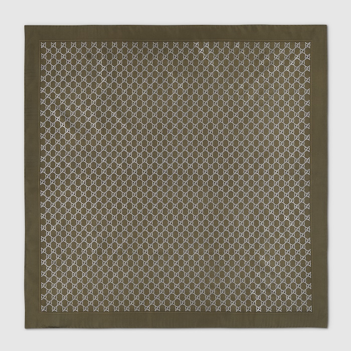Printed silk carré in dark green | GUCCI® US