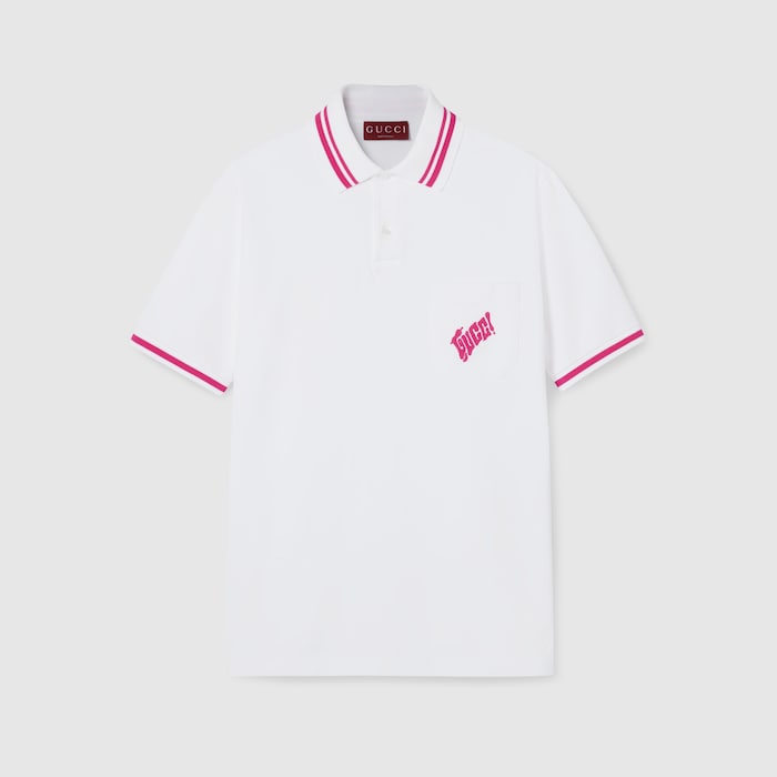 美品✨ GUCCI グッチ LOVELIGHT COTTON POLO TOP Cotton polo shirt with GG embroidery in Blue Ready-to-wear