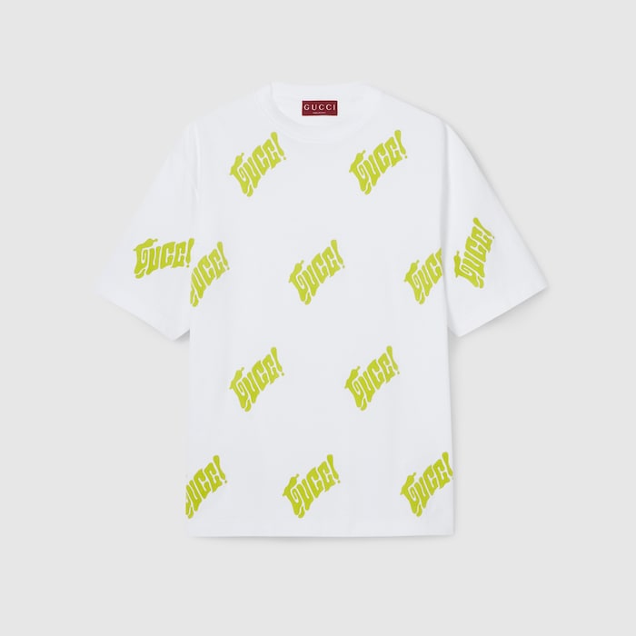 GUCCI Tシャツ Oversize T-shirt with Gucci logo in white cotton jersey