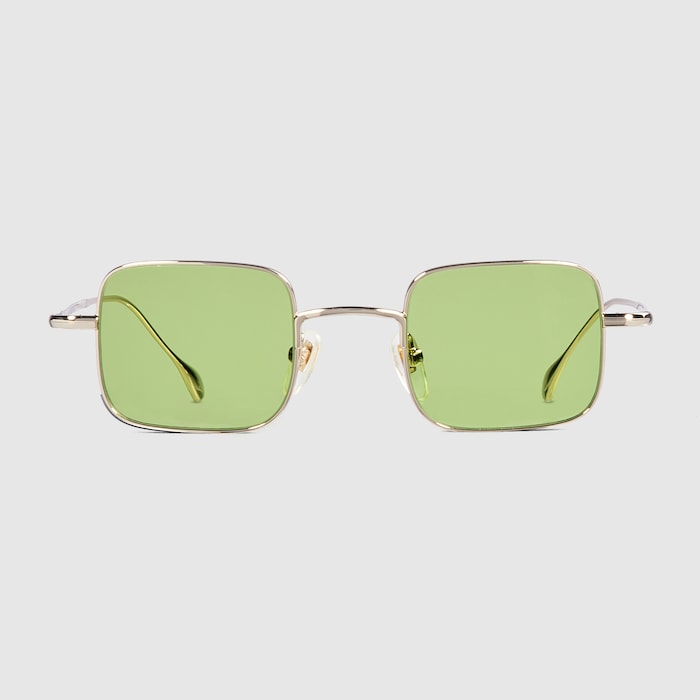 Square frame sunglasses in light gold-toned | GUCCI® US