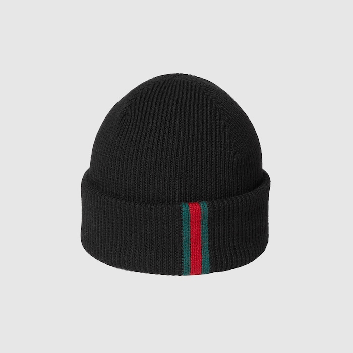 Wool hat with Web in black | GUCCI® US