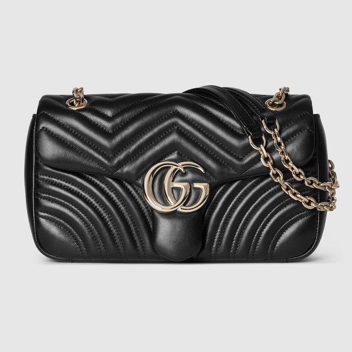 GG Marmont medium shoulder bag in black leather | GUCCI® CA